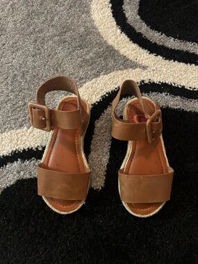 Kids Tan Brown Buckle Strap Sandals